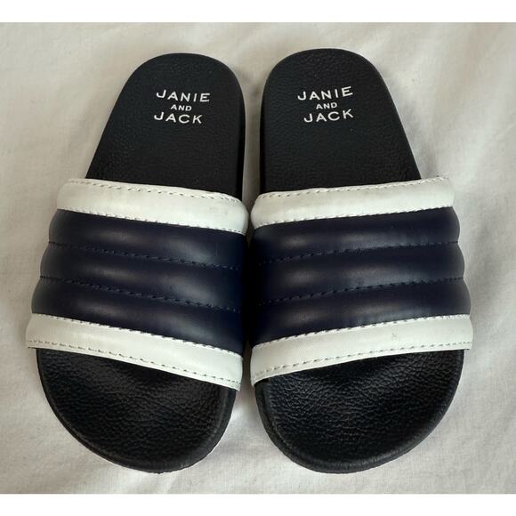 Janie and Jack Pool Slides Navy and White Kids‎ Size 9 NWT - Picture 1 of 8